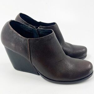 ✅ Kork Ease Sz 8.5 M Holmes Leather Wedge Heeled Ankle Booties Platform Side Zip